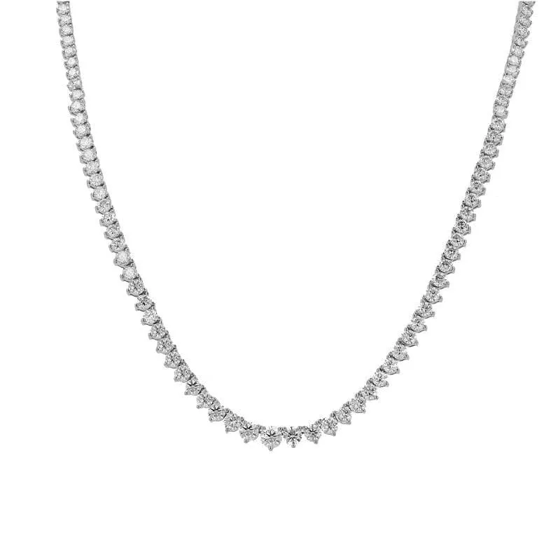 7 Carat Graduated 3-Prong Diamond Tennis Necklace