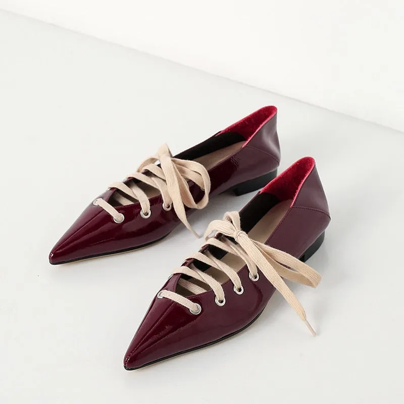 Amozae-  2024 New Spring Summer Pointed Toe Low Heels Shoes Woman Cross Strap Lace Up Gladiator Pumps Black Office Shoes