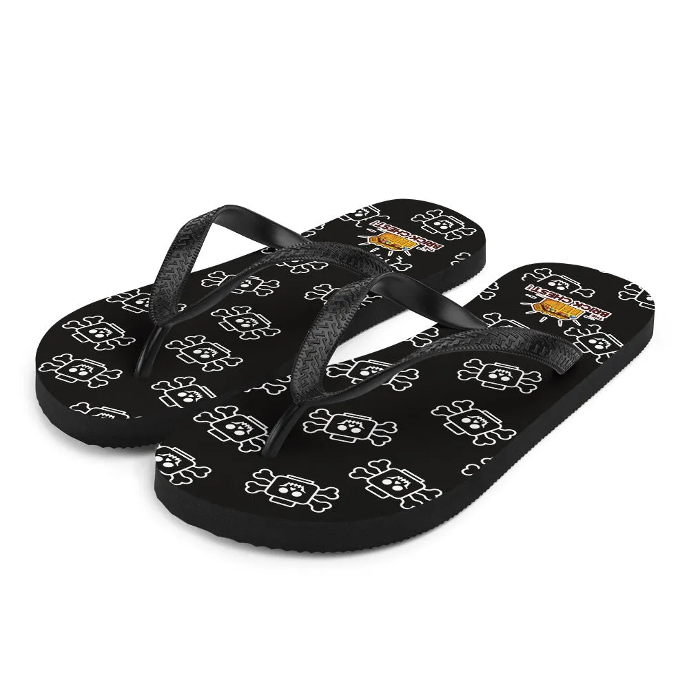 Black Skeleton Flip Flops