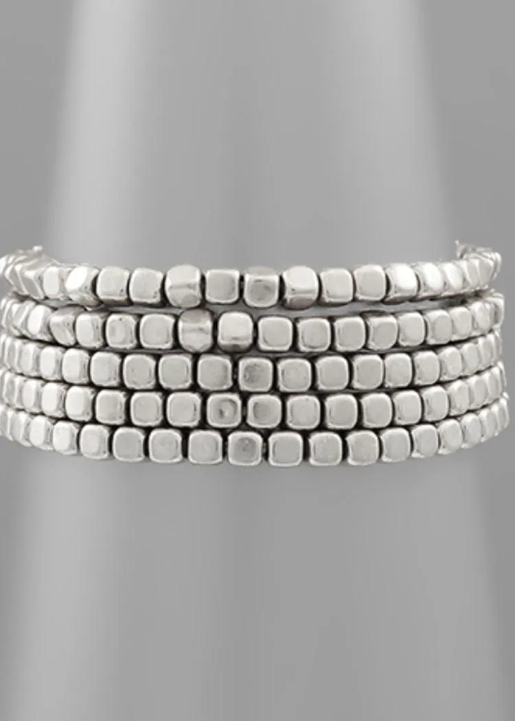 Medora Beaded Bracelet- Silver